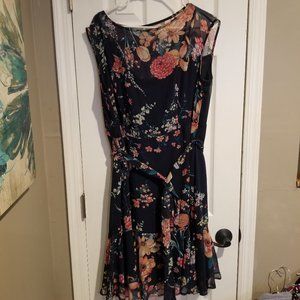 roz & ALI  Womens Navy Blue Floral Dress